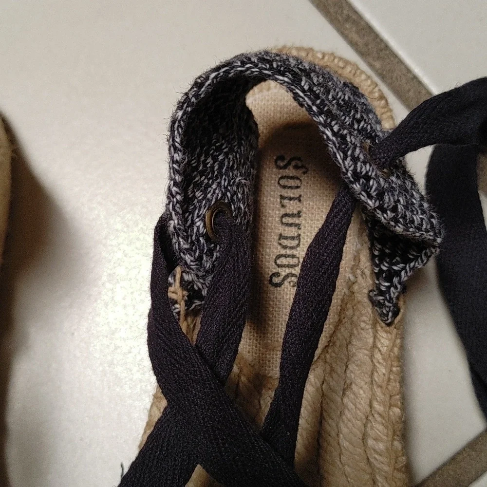 Soludos Denim Lace-Up Flat Espadrille Size 7